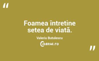 Foamea întreține setea de viață. Valeriu Butulescu...