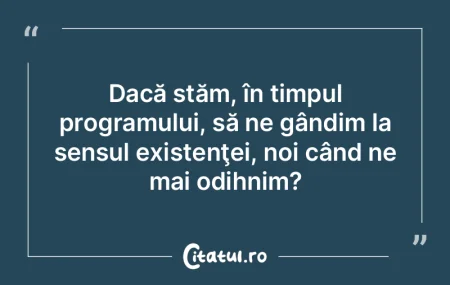 Suntem foarte ocupaţi; nu avem timp nic...