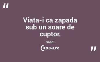 Viata-i ca zapada sub un soare de cuptor.  Saadi...