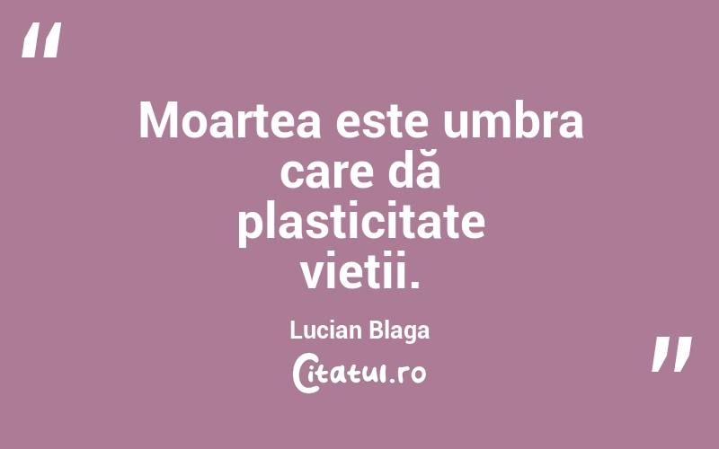 Moartea este umbra care dă plasticitate vieții. Lucian Blaga
