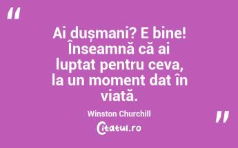 Ai dușmani? E bine! Înseamnă că ai luptat pentru ceva, la un moment dat în viață. Winston Churchill...