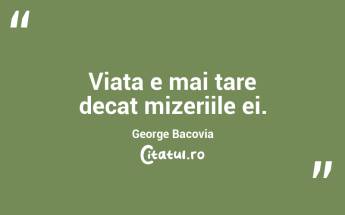 Viata e mai tare decat mizeriile ei.  George Bacovia...