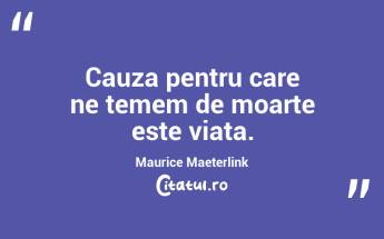 Cauza pentru care ne temem de moarte este viața. Maurice Maeterlink...
