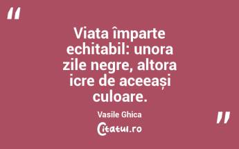 Viața împarte echitabil: unora zile negre, altora icre de aceeași culoare. Vasile Ghica...