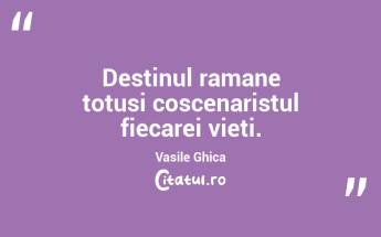 Destinul ramane totusi coscenaristul fiecarei vieti. Vasile Ghica...