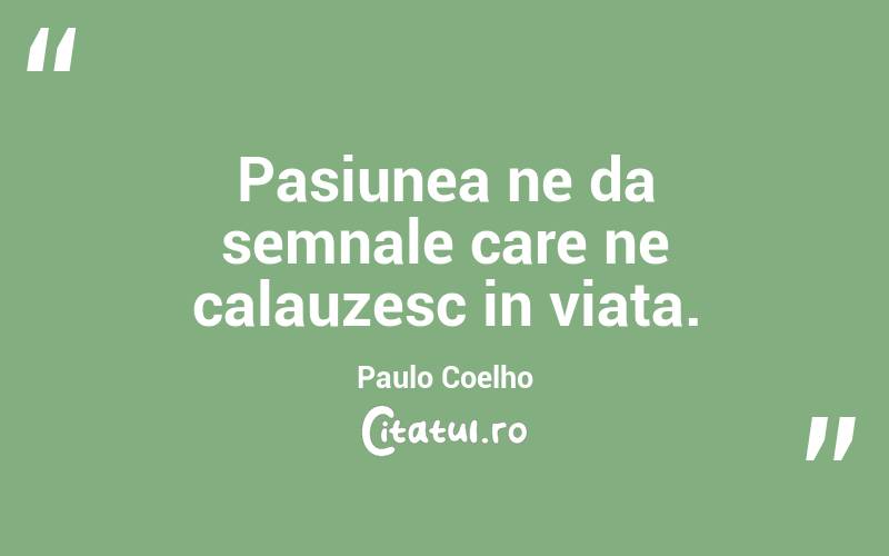 Pasiunea ne da semnale care ne calauzesc in viata. Paulo Coelho
