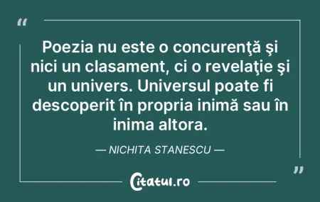 Poezia, cochilie în care se aude vuietu...