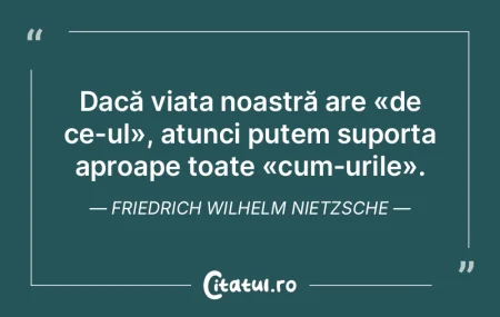 Dacă viața noastră are «de ce-ul», ...