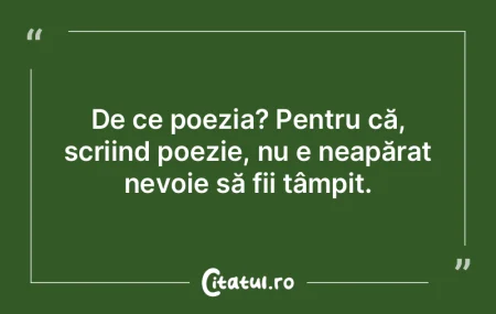Poezia e tot o stare de supraconductibil...