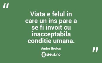 Viata e felul in care un ins pare a se fi invoit cu inacceptabila conditie umana.  Andre Breton...