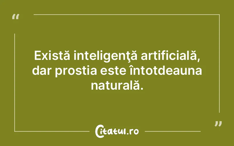 Există inteligenţă artificială, dar prostia este întotdeauna naturală.