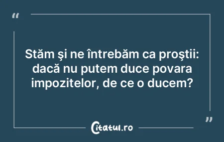Până la urmă, toate impozitele se rez...
