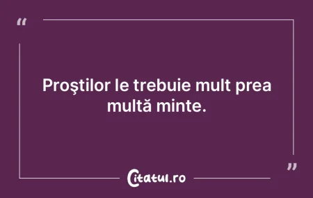 Prostul nu are altă treabă decât să ...