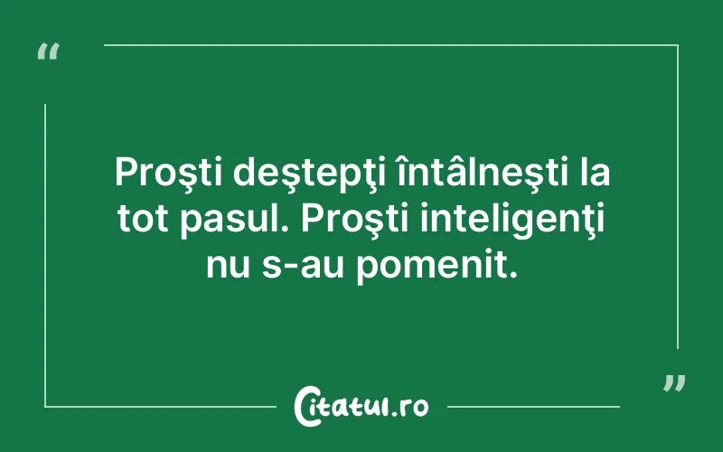 Proşti deştepţi întâlneşti la tot pasul. Proşti inteligenţi nu s-au pomenit.