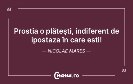 Răutatea e la cheremul proștilor, bun�...