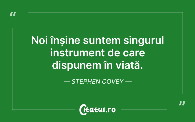 Noi înșine suntem singurul instrument de care dispunem în viață. Stephen Covey