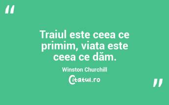 Traiul este ceea ce primim, viața este ceea ce dăm. Winston Churchill...