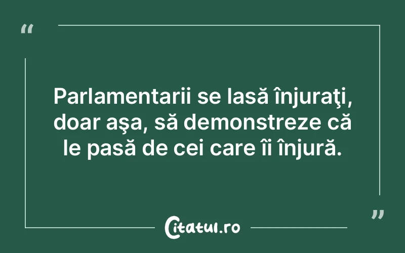Parlamentarii se lasă înjuraţi, doar aşa, să demonstreze că le pasă de cei care îi înjură.