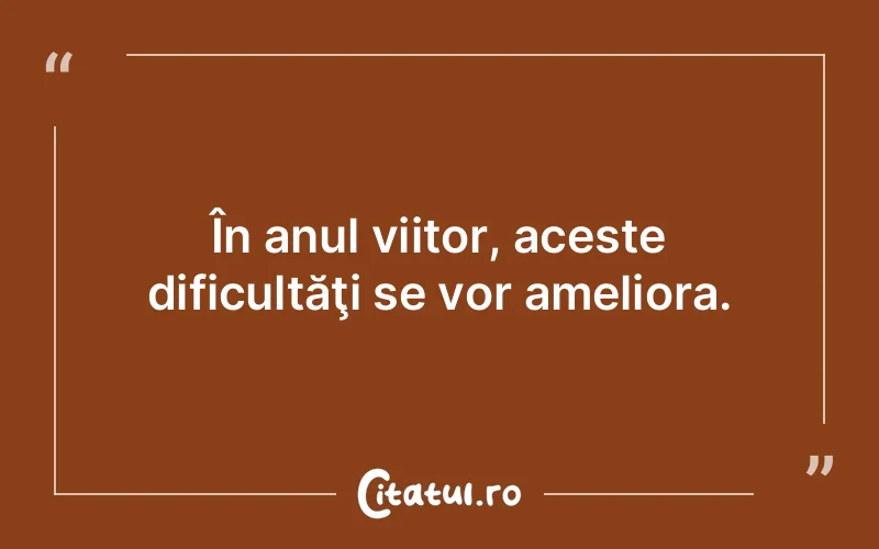 În anul viitor, aceste dificultăţi se vor ameliora.