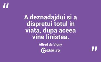 A deznadajdui si a dispretui totul in viata, dupa aceea vine linistea. Alfred de Vigny...