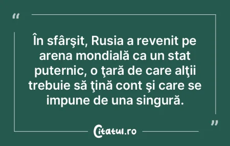 Eu cred că o ţară care încearcă să...