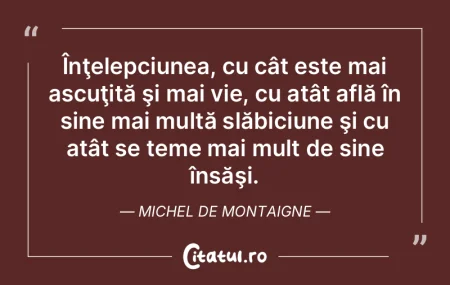Nu este chip înţelept să ne judecăm ...