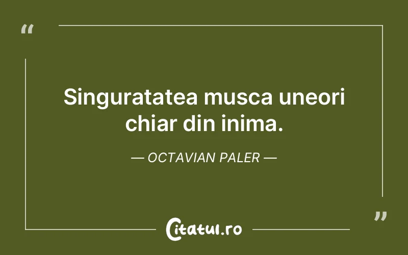 Singuratatea musca uneori chiar din inima. Octavian Paler