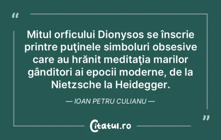 Reculenţa simbolului lui Dionysos nu e ... Reculenţa simbolului lui Dionysos nu e ...