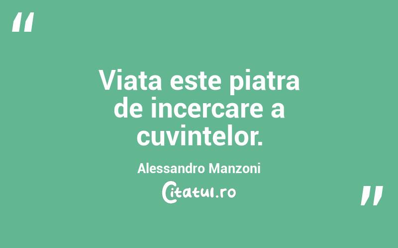 Viata este piatra de incercare a cuvintelor. Alessandro Manzoni
