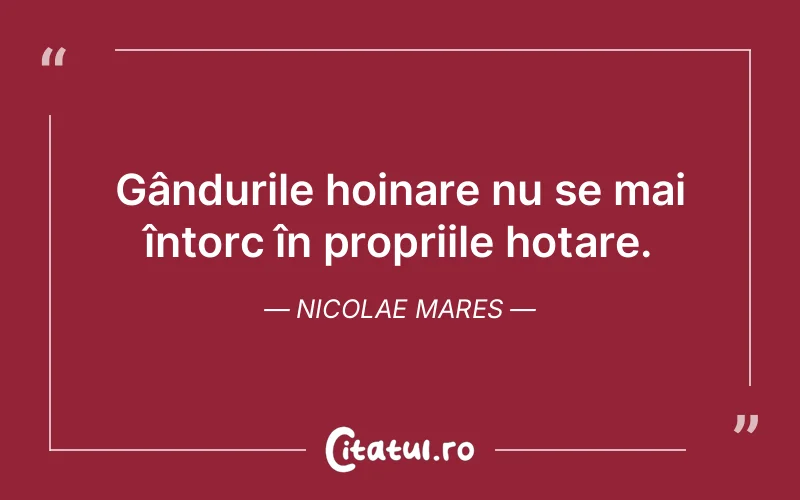 Gândurile hoinare nu se mai întorc în propriile hotare. Nicolae Mares
