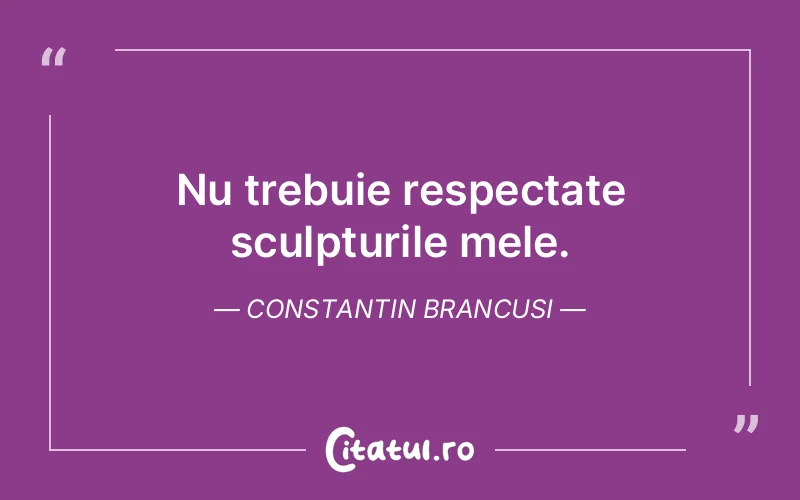 Nu trebuie respectate sculpturile mele. Constantin Brancusi