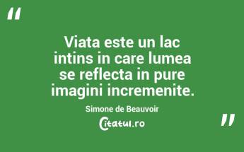 Viata este un lac intins in care lumea se reflecta in pure imagini incremenite.  Simone de Beauvoir...