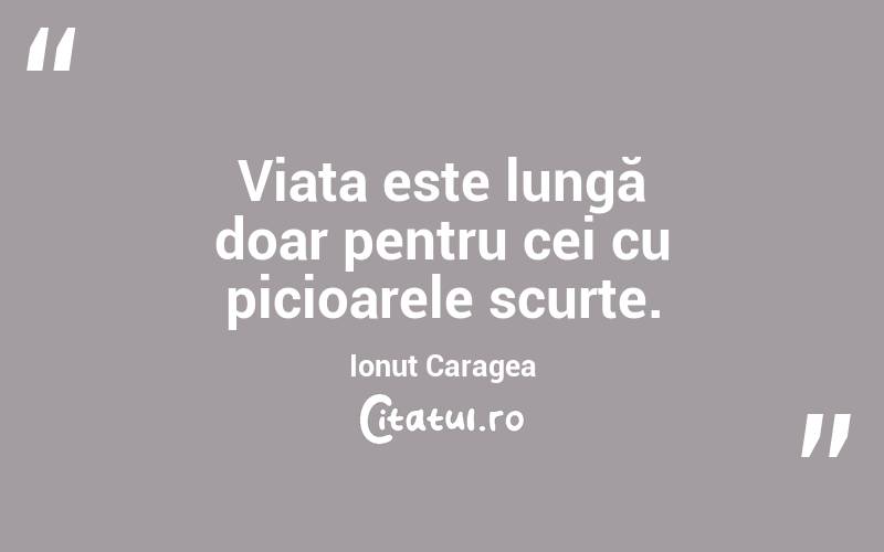 Viața este lungă doar pentru cei cu picioarele scurte. Ionuț Caragea
