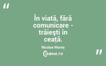 În viață, fără comunicare - trăieşti în ceaţă. Nicolae Mareș...