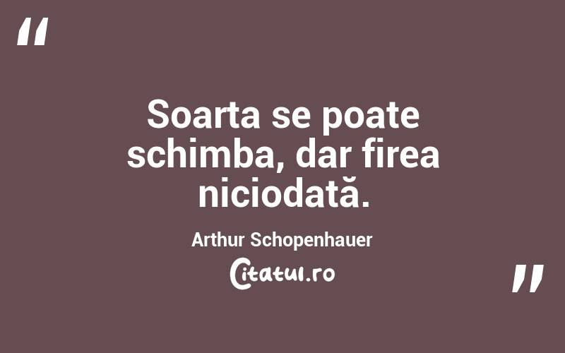 Soarta se poate schimba, dar firea niciodată. Arthur Schopenhauer
