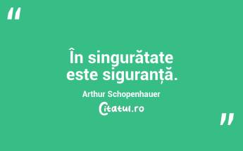 În singurătate este siguranţă. Arthur Schopenhauer...