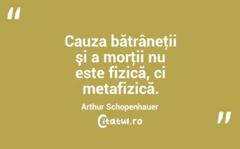 Cauza bătrâneţii şi a morţii nu este fizică, ci metafizică. Arthur Schopenhauer...