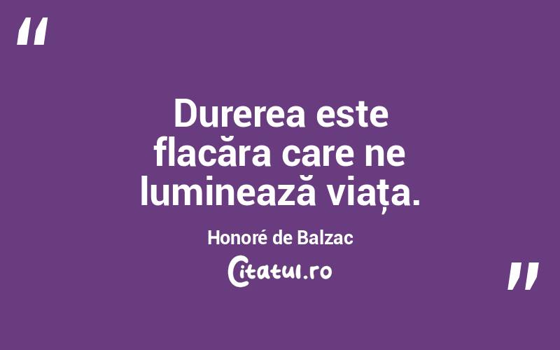 Durerea este flacăra care ne luminează viaţa. Honoré de Balzac