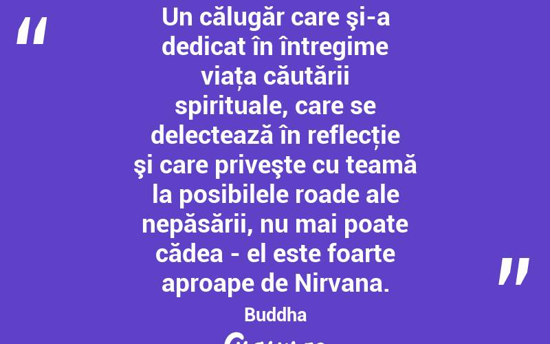 Un călugăr care şi-a dedicat în întregime viaţa căutării spirituale, care se delectează în reflecţie şi care priveşte cu teamă la posibilele roade ale nepăsării, nu mai poate cădea - el este foarte aproape de Nirvana. Buddha