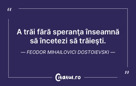 Speranţa este un prânz bun, dar o cin�...