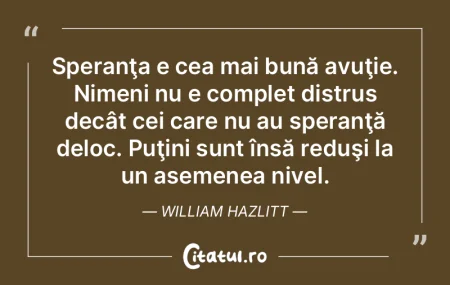 Nenorocitul, în afară de speranţe, nu...