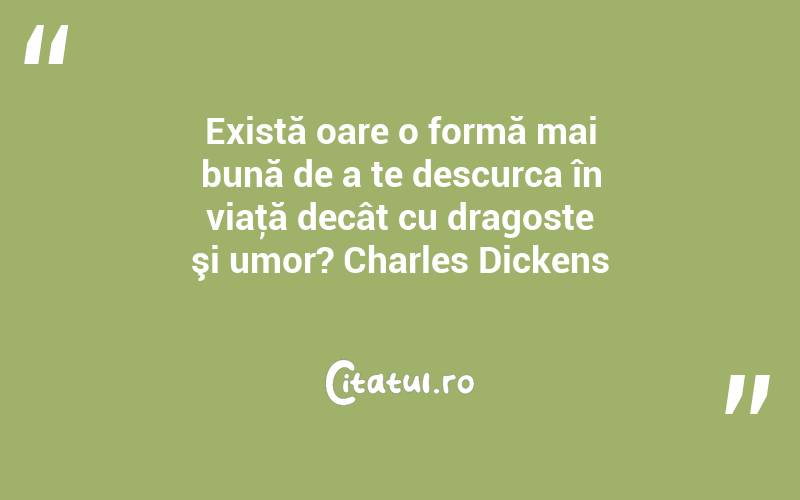 Există oare o formă mai bună de a te descurca în viaţă decât cu dragoste şi umor? Charles Dickens
