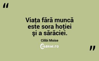 Viaţa fără muncă este sora hoţiei şi a sărăciei. Cilibi Moise...