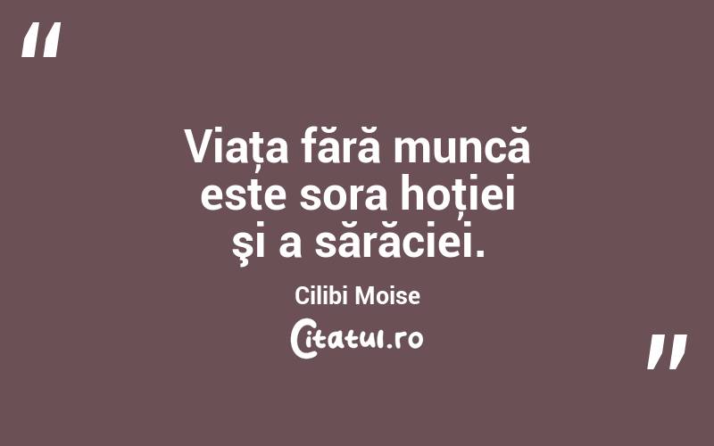 Viaţa fără muncă este sora hoţiei şi a sărăciei. Cilibi Moise
