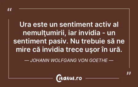 Admiraţia e un sentiment rece, care pri...