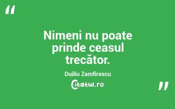 Nimeni nu poate prinde ceasul trecător. Duiliu Zamfirescu...