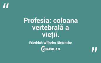 Profesia: coloana vertebrală a vieţii. Friedrich Wilhelm Nietzsche...