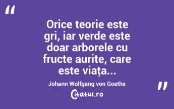 Orice teorie este gri, iar verde este doar arborele cu fructe aurite, care este viaţa... Johann Wolfgang von Goethe...