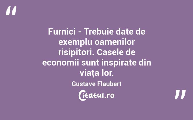 Furnici - Trebuie date de exemplu oamenilor risipitori. Casele de economii sunt inspirate din viaţa lor. Gustave Flaubert