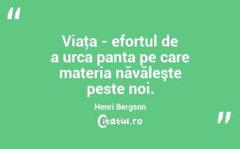 Viaţa - efortul de a urca panta pe care materia năvăleşte peste noi. Henri Bergson...